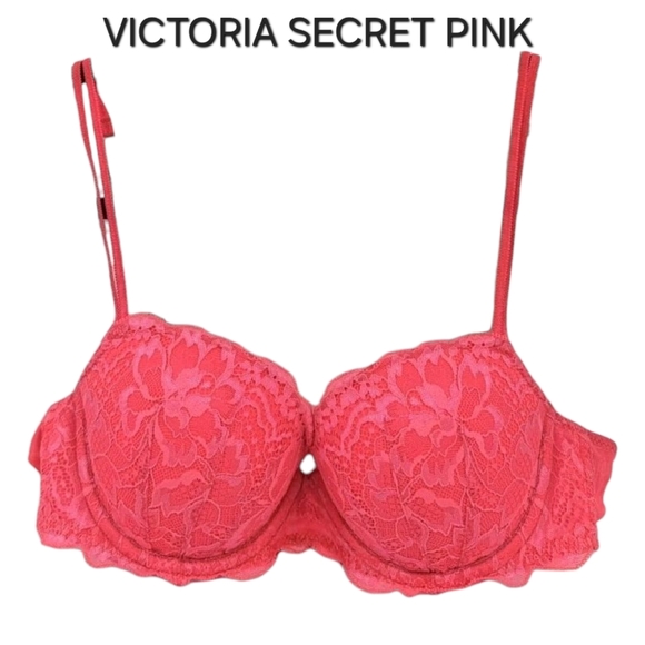 Victoria Secret PINK Bra 34C Fushia Hot Pink - Picture 1 of 8